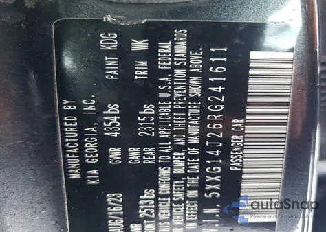 2024 Kia K5 Lxs z USA, uszkodzony, nr VIN 5XXG14J26RG241611